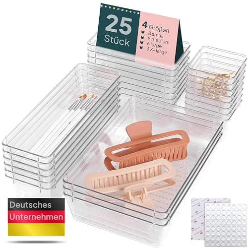 uandu Schubladen Organizer, 25er Set, Schreibtisch Organizer, Küchen Organizer, Organizer Schubade, Schminktisch Organizer, Make up Organizer, Schubladentrenner, Badezimmer Organizer, Organizer Küche - Image 1