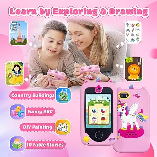 AOOKYMEL Kids Smart Phone Toys, Unicorns Gifts for Girls Age 6-8, Touchscreen MP3 Player Learning Toys with Dual Camera, Chrismas Birthday Gifts for 3 4 5 7 9 Years Old Kids with 8G SD Card (PH05U) thumbnail 4