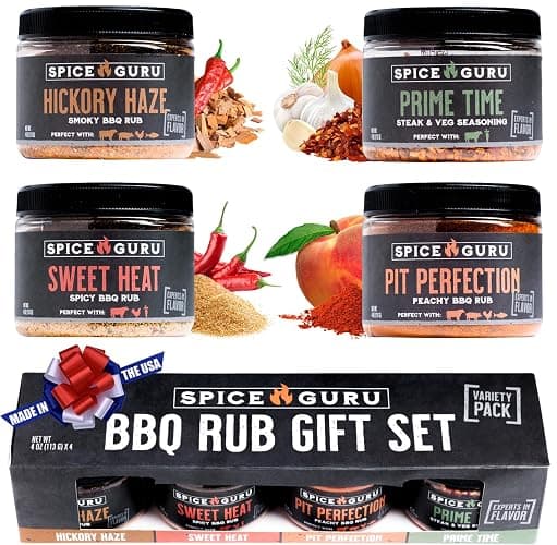 Spice Guru BBQ Rub Gift Set – 4 Flavor Barbecue Seasoning Sampler – Mens Christmas Gifts for Dad, Husband or Brother – Premium Grilling Spices & Holiday Gift Set for Grill Lovers - Grill Accessories - Image 1