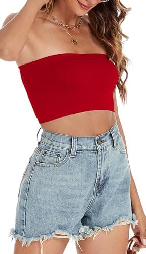 Womens Tube Tops Summer Bandeau Casual Crop Top Going Out Strapless Tank Basic Short Shirt thumbnail 4