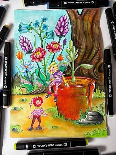 Professional 168 Color Marker Set – Dual Tips brush & Chisel Alcohol-Based Art Pens for Artists, Kids, Students, Adult Coloring & Manga Drawing ıllustration,fashion,art for begginer and professional thumbnail 7