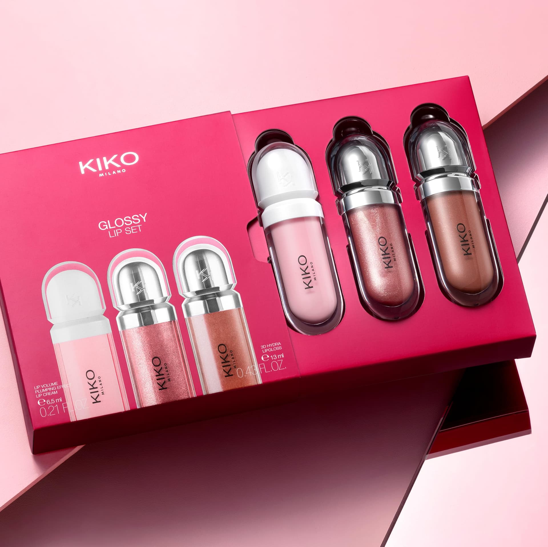 KIKO Milano Glossy Lip Set, Makeup Set: 2 Moisturizing Lip Glosses And 1 Perfecting Lip Cream thumbnail 6