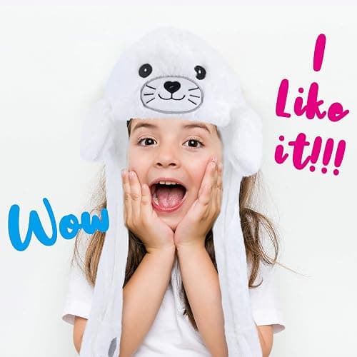 Bubblepompom Animal Hat with Ears Moving Jumping Pop Up Beating Hat Plush Holiday Cosplay Dress Up Funny Gift for Kids thumbnail 2