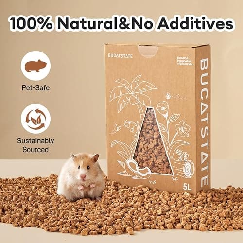 BUCATSTATE Cork Bedding 5L, Natural Hamster Bedding | Odor Control for Dwarf Syrian Hamsters, Gerbils, Mice, Low-dust Hamster Substrate with Paper Hideout Box (Grain 4-5mm) thumbnail 6