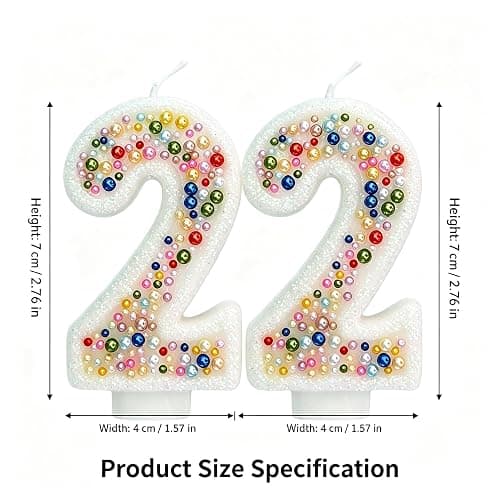 Birthday Candles, Pearl Sequin Number Candle Party Supplies (Number-22) thumbnail 4