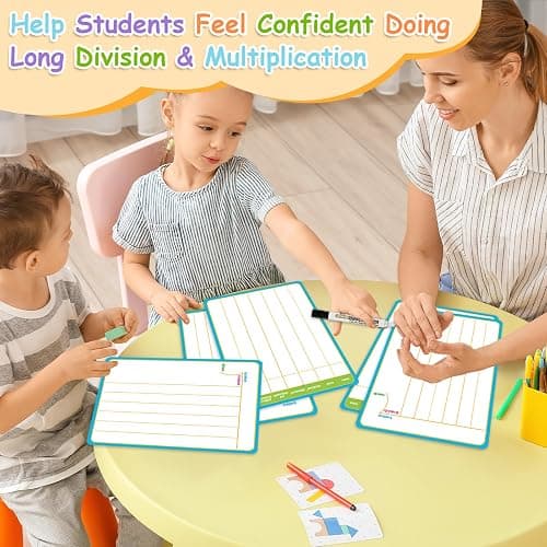 PraxiKidy 12 Pack Long Division Dry Erase Card Chart,12" x 9" Multiplication Flash Card Math Manipulative Small Whiteboard for Student Teacher 2ND 3RD 4TH Grade Classroom Homeschool Supplies Essential thumbnail 5