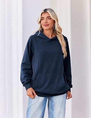 Zeagoo Womens Oversized Hoodies Pullover Fleece Hooded Sweatshirt Trendy | Comfort Hoodie, Womens Fall Clothes, Kangaroo Pocket, Raglan Sleeves, Long Sleeve, Solid Color, Casual, Winter, Midweight thumbnail 2