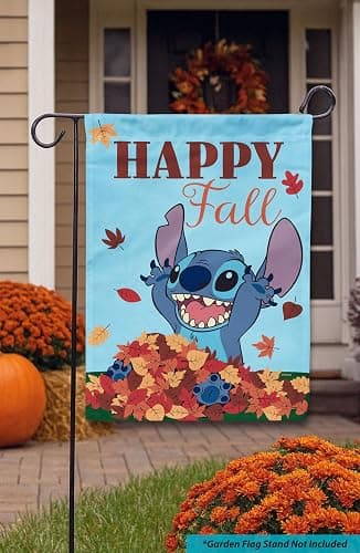 Flagology, Disney Happy Fall Stitch Garden Flag 12" x 18", Officially Licensed Lilo & Stitch Autumn Outdoor Polyester Seasonal Yard & Garden Décor Garden Flag thumbnail 4