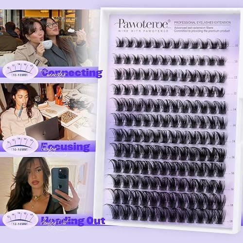 Pawotence Lash Clusters Wispy Kira Cluster Eyelash Extensions 10-18mm Individual Lashes DIY Cluster Lashes Extension Soft Comfortable Eyelash Clusters with Thin Band thumbnail 7