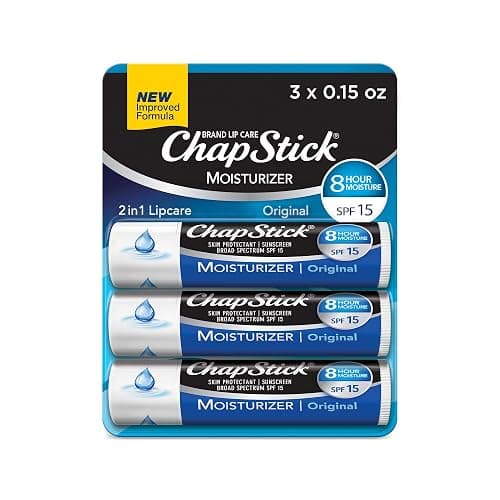 ChapStick Moisturizer Original Lip Balm Tubes, SPF 15 and Skin Protectant - 0.15 Oz (Pack of 3) - Image 1