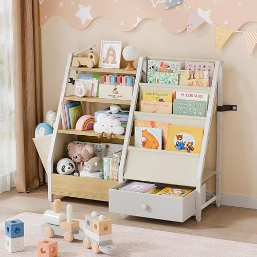 HAVLOTII Kids Bookshelf and Toy Storage - Book Shelf for Kids Rooms, Toddler Bookshelf Baby Bookcase for Nursery, Montessori Toy Organizer, Burlywood thumbnail 8