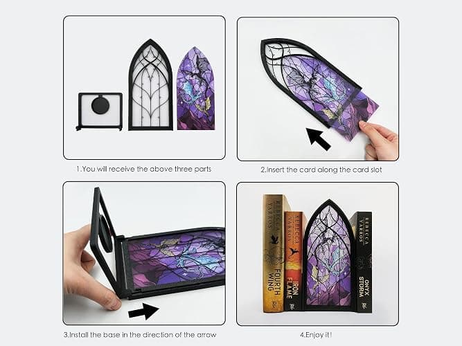 TwoDays 4th Wing Inspired Book Nook – Fantasy Dragon Merch Bookshelf Decor for Book Lovers, Gifts for Bookish Collectors Library (Black) thumbnail 5