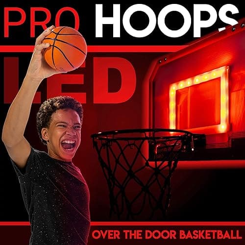 Franklin Sports Over The Door Indoor LED Basketball Hoops-Steel Rim Mini Basket-Includes Ball and Pump-Light Up Backboard thumbnail 15