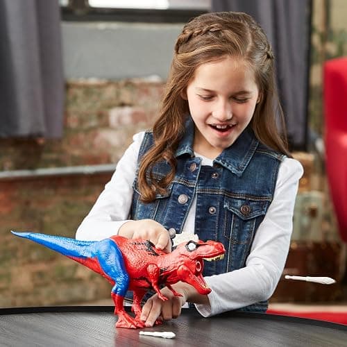 Spider-Man Marvel Web Chompin' Spider-Rex 16-Inch Action Figure with Sounds and Dino Blast Action, Superhero Toys for Kids Ages 4 and Up thumbnail 8