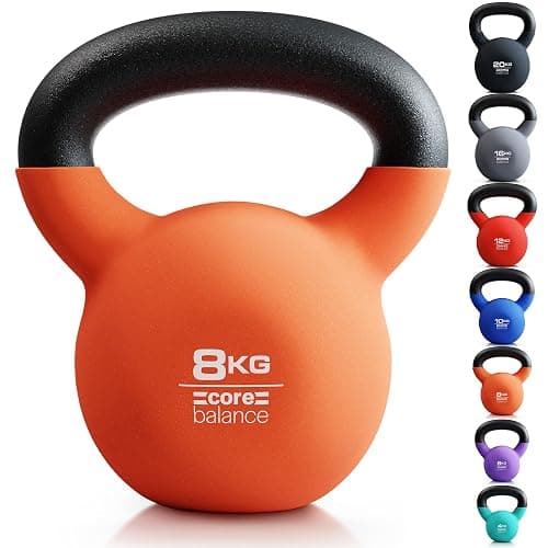 Core Balance Kettlebell Neoprene Coated Cast Iron Weight Lifting Strength Training Cardio Fitness Home Gym (1 x 4kg, 6kg, 8kg, 10kg, 12kg, 16kg or 20kg) - Image 1