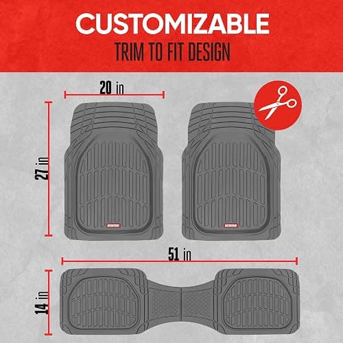 Motor Trend FlexTough Floor Mats for Cars, Gray Deep Dish All-Weather Mats, Waterproof Trim-To Fit Automotive Floor Mats for Trucks SUV, Universal Liner Car Accessories thumbnail 5