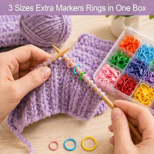 Xenhrun Crochet Stitch Markers Kit: 310pcs Large Locking Crochet Counter Clips & Marker Rings for Crocheting Knitting with Compartment Storage Box - Reusable for 1000+ 0 Snagging 1s Open & Close thumbnail 3