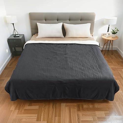 RALYSUN Electric Heated Blanket Queen Size 84"x90" - Dual-Sided with Microplush & Sherpa Fabric, 4 Heat Settings & 10 Hours Auto Off, Machine Washable - Iron Gray thumbnail 2
