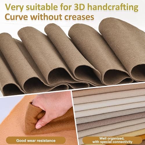 XSEINO 13 Rolls 8"x35" 1.4mm Thick Soft Felt Fabric Sheet 13 Assorted Light Brown Series Colors Felt Pack for DIY Craft Sewing Squares Nonwoven Patchwork thumbnail 4