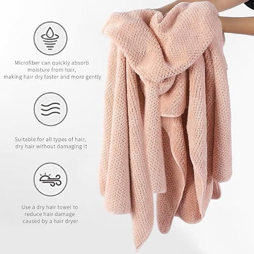 Laojbaba Microfiber Hair Towel Quick Dry Hair Towel Hair Drying Towels Suitable for All Kinds of Hair Ultra Absorbent Long and Thick Hair 24X48inch Blue (1pcs) thumbnail 2