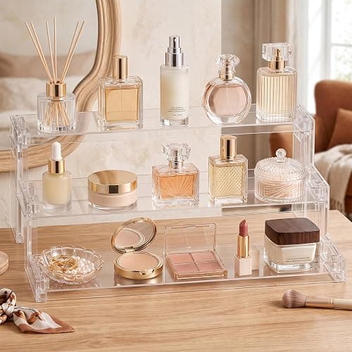Lifewit 12″ Spice Rack, Perfume Cologne Stand, Tool-Free Assembly, 1 Pcs | 3-Tier Clear Cupcake Riser, Display Shelf for Seasoning, Figurine, Makeup, Room Decor, Kitchen Cabinet Storage Organization thumbnail 9