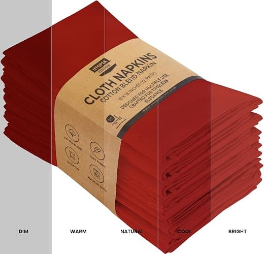 Utopia Kitchen Red Cloth Napkins [12 Pack, 18x18 Inch] Absorbent Cotton Blend Washable and Reusable for Dinner, Restaurant, Lunch, Wedding and Hotel thumbnail 4