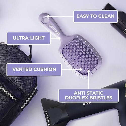 FHI Heat UNbrush Mini Detangler Brush for Pain-Free Brushing on All Wet or Dry Hair Types — Durable Duoflex Anti-Static Bristles, Lightweight Handle, Vented Mini Hair Brush thumbnail 7