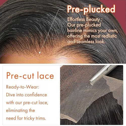 Oxeyegirl 20 Zoll 9 x 6 Straight 200% Density Wear and Go Glueless Wig Echthaar Perücke HD Lace Front Wig Human Hair Wigs For Black Women Perücken Echthaar Damen No Glue Pre Plucked Pre Cut(51cm) thumbnail 4