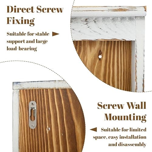 Nisorpa 3 Tier Spice Rack Wall Mount, 19.68 x 3.35 x 21.25 Inches | Rustic Burnt Wood Wall Hanging Spice Rack Kitchen Spice Storage Shelf for Seasoning Jars or Condiment Bottles thumbnail 9