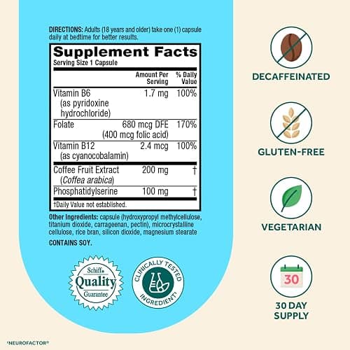 NEURIVA Plus Brain Supplements for Memory and Focus, Clinically Tested Nootropics Neurofactor and Phosphatidylserine, with Vitamin B12, Vitamin B6 and Folic Acid, 30 Count Capsules | Brian Supplements for Memory and Focus, Phosphatidylserine, Vitamin B12, Vitamin B6, Neurofactor, Decaffeinated Nootropic thumbnail 6