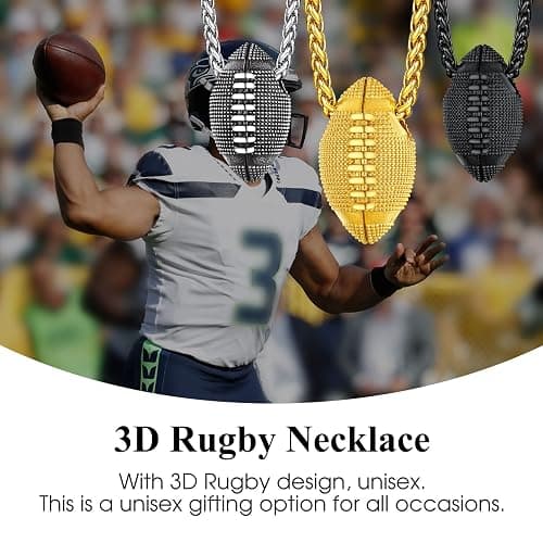 Bestyle Vivid Ball Pendants Sports Necklace for Men, Solid Stainless Steel Soccer/Basketball/Volleyball/Rugby Ball/Baseball Necklace in Silver/Black/Gold, Trendy Sport Fan Jewelry Collection Gift thumbnail 6