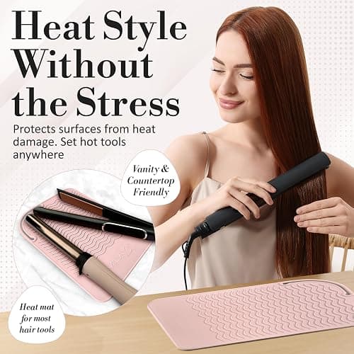 Milaya Beauty Large Heat Resistant Mat for Hair Tools – Silicone Curling Iron Holder & Flat Iron Holder – Non-Slip Hot Tool Mat & Vanity Mat – Vanity Accessories for Women, Home, Salon, or Travel thumbnail 2