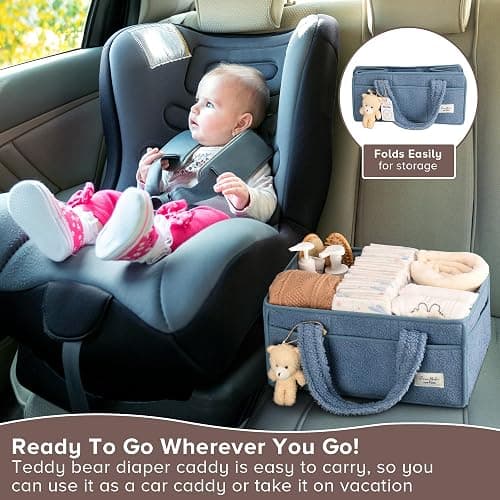 PeraBella Baby Diaper Caddy Organizer with Handle, Boy & Girl Shower Gift Basket, Portable Diaper Storage Basket Bin for Wipes, Newborn Baby Essentials Registry Search Must Haves, Car Caddy Organizer thumbnail 7