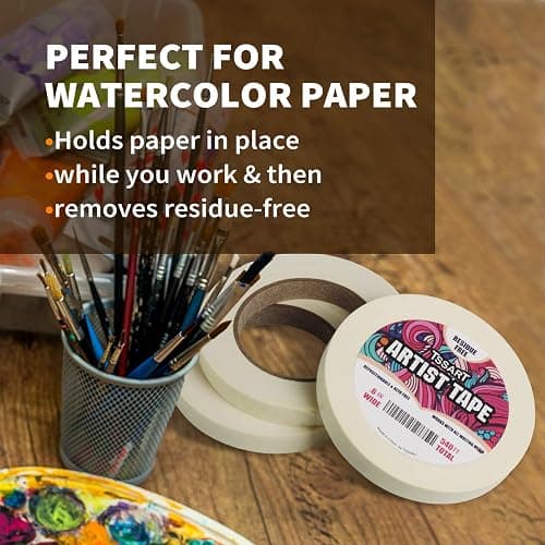 TSSART 3 Pack White Artist Tape - Masking Artists Tape for Drafting Art Watercolor Painting Canvas Framing - Acid Free 0.6inch Wide 540FT Long Total thumbnail 5