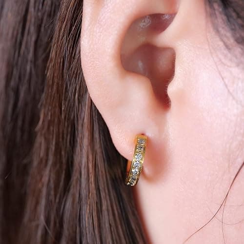 Limerencia Hypoallergenic G23 Pure Titanium Small Open C Hoop Earrings, Lightweight Cubic Zirconia/Opal Cuff Huggie Earrings for Women Sensitive Ears thumbnail 2