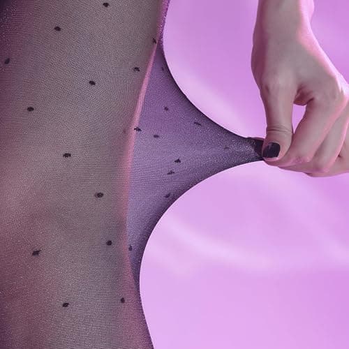 Verdancy Women’s Glossy Sheer Pantyhose Polka Dots Patterned High Waist Ultra Stretchable Footed Tights Plus Size Stockings thumbnail 7