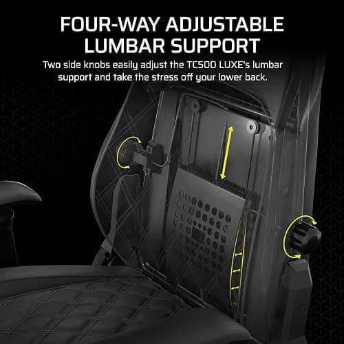 Corsair TC500 Luxe Gaming Chair – Premium Breathable Fabric – Wide Seat – Five-Way Adjustable Armrests – Adjustable Built-in Lumbar Support – 90-135 Degree Recline – Shadow thumbnail 3