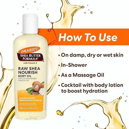 Palmer's Shea Formula Raw Shea Body Oil with Vitamin E, Deep Body Moisturizer to Soothe & Nourish Dry, Sensitive & Eczema-Prone Skin, 8.5 oz thumbnail 8