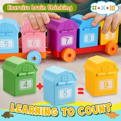 Toddler Montessori Learning Toys for 2 3 4 5 Year Old Boys, Kids Dinosaur Train Matching Toys with Locks & Keys | Counting & Sorting Trains Set, Preschool Toy Boy Girls Birthday Gifts Ages 2-4 3-5 thumbnail 6