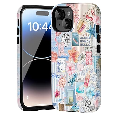 Amzfield for iPhone 13 Case for iPhone 14 Case, Aesthetic Summer Phone Case Cute Pink Flower Sea life Collage Floral for Girl Women, Scratch Resistant Shockproof Protective Girly Case for iPhone 13/14 thumbnail 7