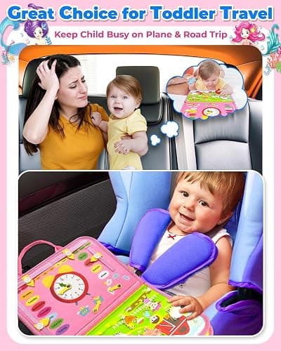 Gojmzo Busy Board Montessori Toys for Toddler Girl Birthday Gifts, Busy Book Sensory Toys for Toddlers, Learning Educational Toddler Travel Activities thumbnail 3