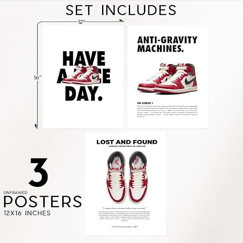 BigWig Prints Hypebeast Wall Art - Hypebeast Room Decor Poster, Sneaker Art, Sneaker Posters, Sneakerhead Pictures, Shoe Wall Artwork for Boys Room, Sneakerhead Bedroom - Unframed Set Of 3 (12x16”) thumbnail 2