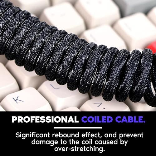 EPOMAKER MIX Type C Coiled Cable 1.8m, Type-C To USB A, TPU Mechanical Keyboard Cable with Detachable Aviator Connector for Gaming Keyboard (Black) thumbnail 4