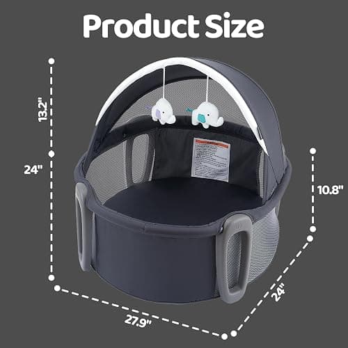 Pamo babe Portable Bassinet and Play Space Baby Dome with Toys and Canopy Travel Crib for Newborn thumbnail 2