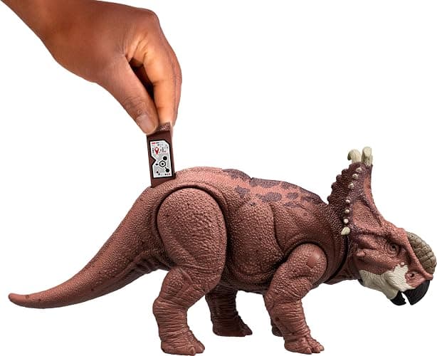 Mattel Jurassic World Wild Roar Dinosaur Action Figure, Pachyrhinosaurus with Continuing Head Strike & Sound, Posable Toy with Digital Play thumbnail 5