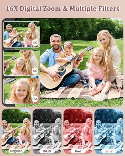 Digital Camera, Autofocus 50MP Vlogging Camera with 32G TF Card & 2 Batteries, 16X Zoom, Flash, Anti-Shake, Compact Portable Small Point and Shoot Digital Camera for Kids Student Teens Beginner thumbnail 6