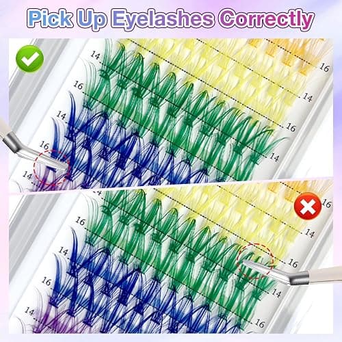 MUIIGOOD Colored Lash Extension Kit 120 Pcs DIY Lash Clusters Individual 14mm 16mm Mixed 6 Colors Soft False D Curl Eyelashes Rainbow Colorful Cluster Lashes Reusable Fluffy Lash for Women Girls thumbnail 6