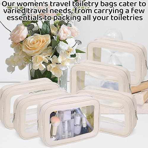 8 Packs TSA Approved Toiletry Bags Clear Toiletry Bags for Travel PVC Makeup Pouch Waterproof Quart Size Clear Cosmetic Bag with Zipper for Airport Airline Compliant Bag Women Men Travel Bathroom thumbnail 4