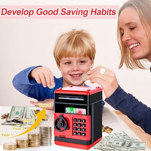 Refasy Piggy Bank Cash Coin Can ATM Bank Electronic Coin Money Bank for Kids Age 3-12, Money Savings Box Mini ATM Coin Bank Toys Gifts for 3 4 5 6 7 8 9 10 11 12 Year Old Boys Girls thumbnail 2