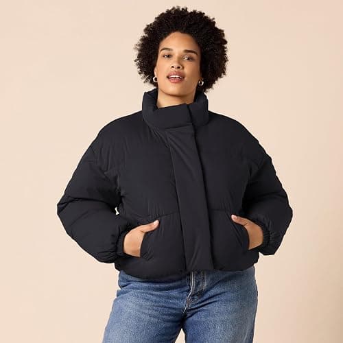 Amazon Essentials Womens Cropped Full-Zip Puffer Jacket (Quilted Matte or Sherpa Fleece) thumbnail 6
